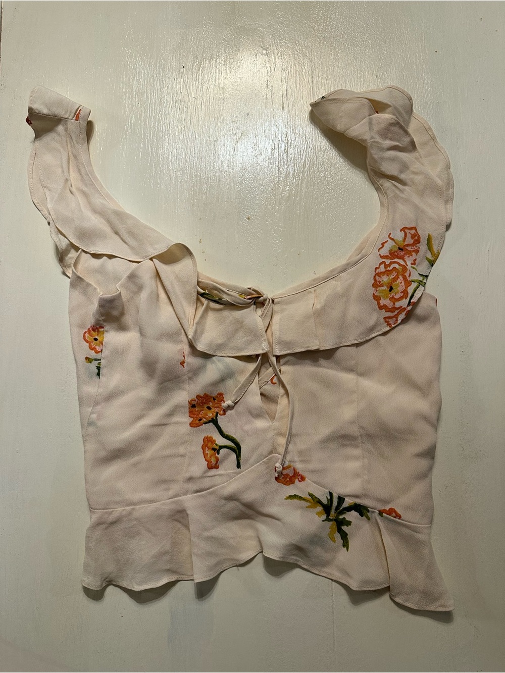 Flynn Skye Cream Floral Tie-Front Ruffle Camisole